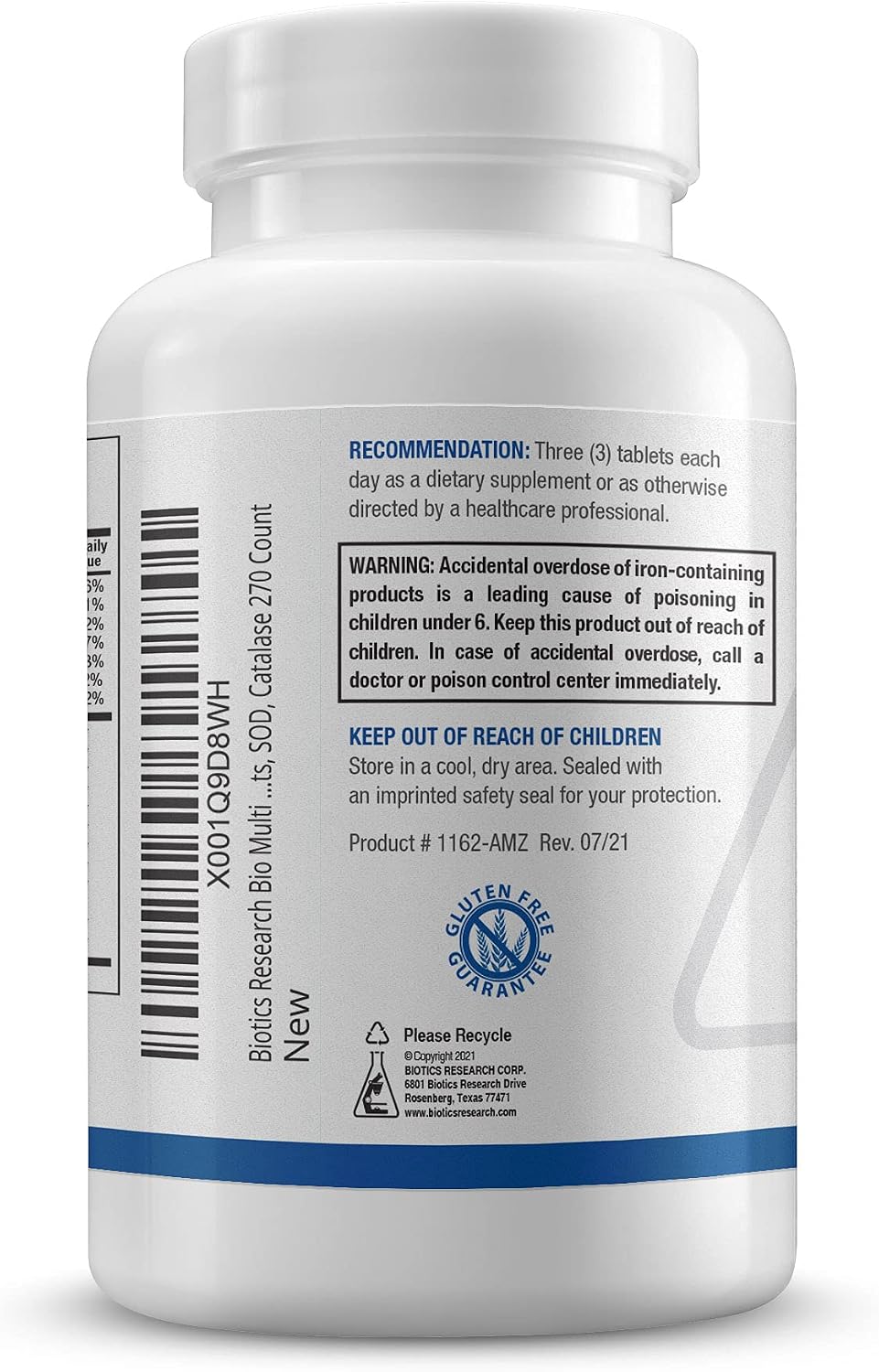 Bio-Multi Plus - Complejo Multivitamínico y Mineral con Minerales Traza de Origen Vegetal, 270 Comprimidos