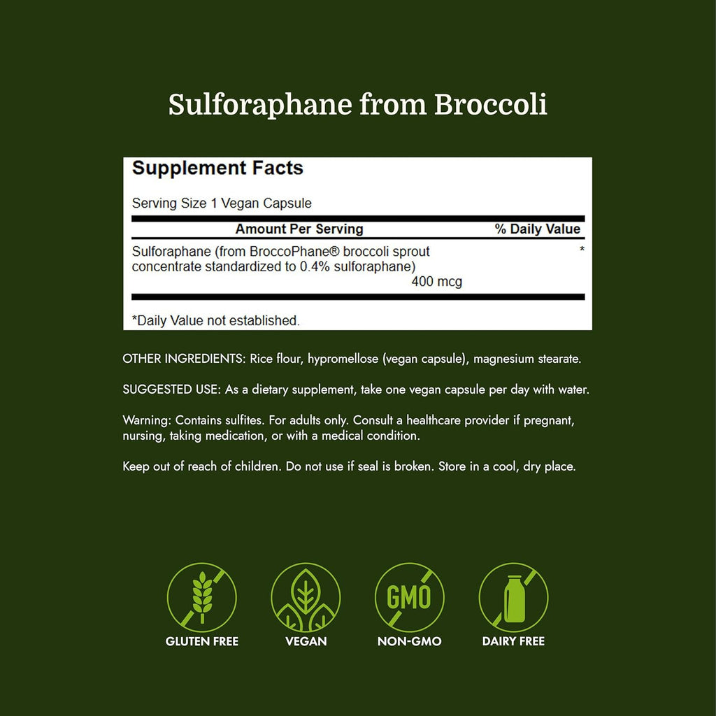 Extracto de Brotes de Brócoli con Sulforafano de Swanson - 60 Cápsulas Veganas, 400 mcg