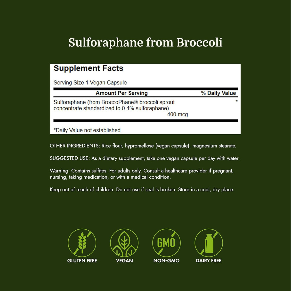 Extracto de Brotes de Brócoli con Sulforafano de Swanson - 60 Cápsulas Veganas, 400 mcg – Image 4