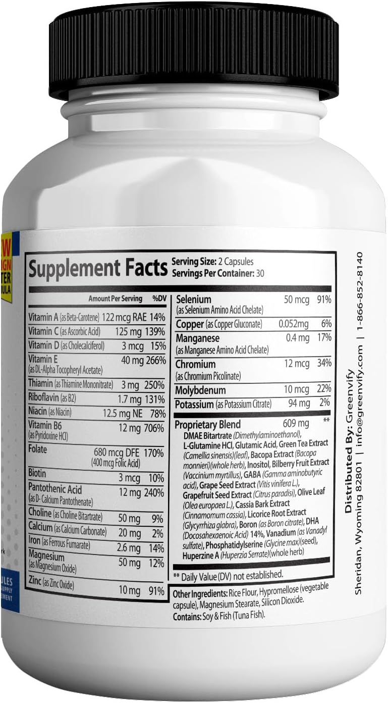 Youthfeel Brain Max Memory Support - Fórmula Neuro Extra Fuerte, 60 Cápsulas