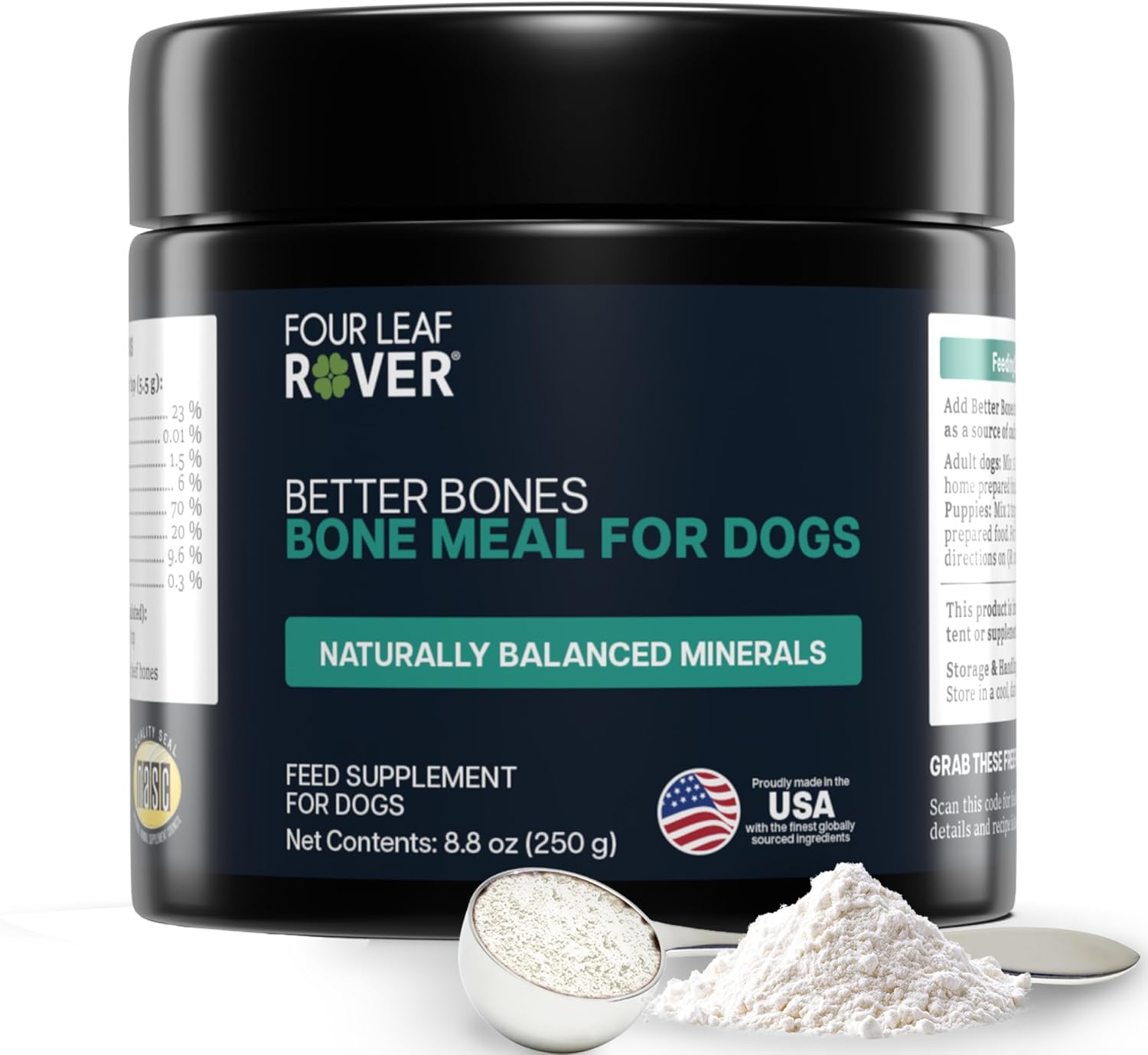 Four Leaf Rover Better Bones Bone Meal for Dogs - Suplemento de Calcio para Perros