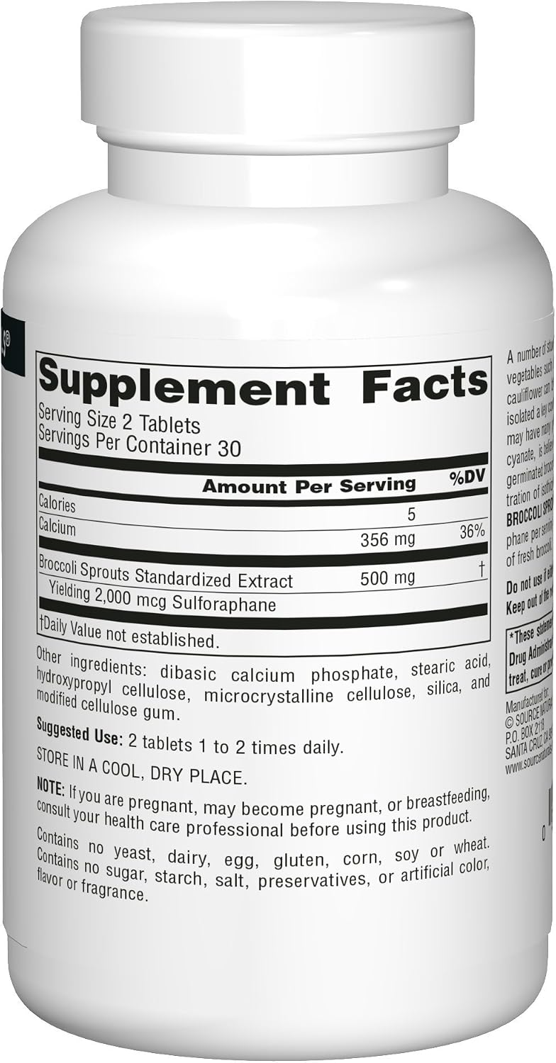 Source Naturals Extracto de Brotes de Brócoli 250 mg – 60 Comprimidos