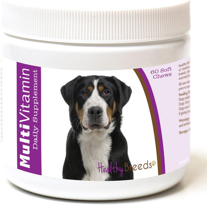 Healthy Breeds Multi-Vitamina para Perro de Montaña de los Alpes Suizos – Masticables Blandos, 60 unidades – Image 1