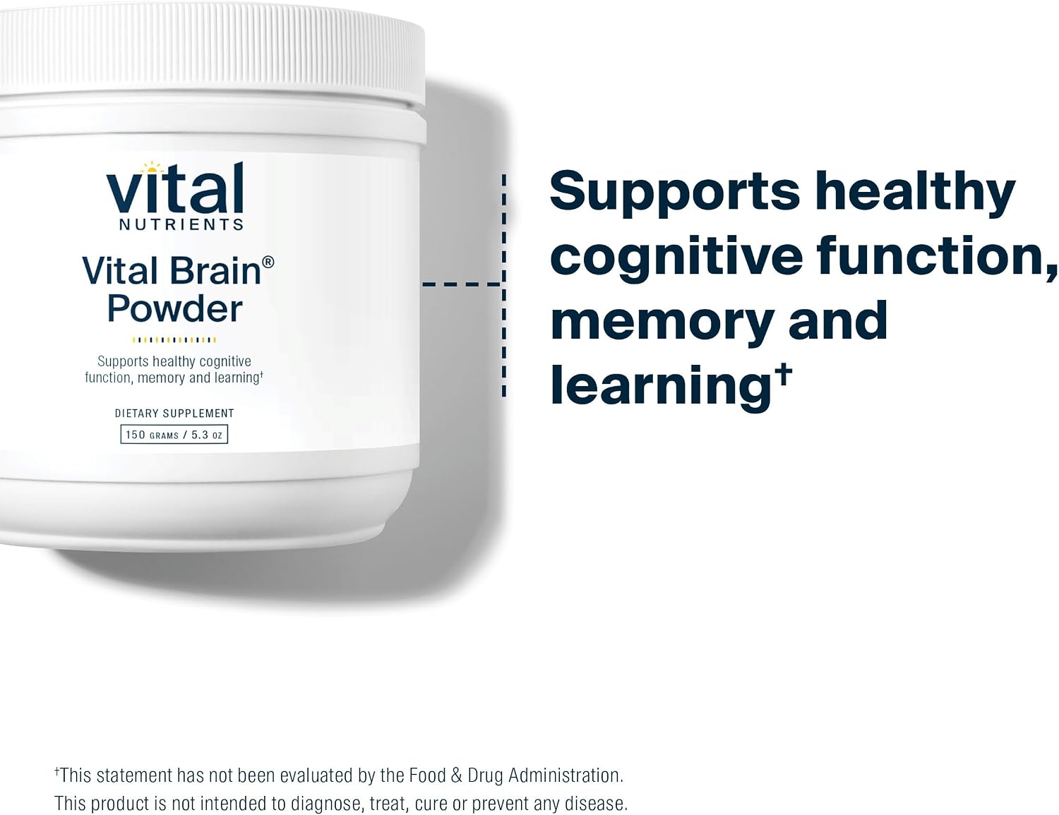 Vital Nutrients Vital Brain Powder - Brain Supplement with Phosphatidylserine, Acetyl L-Carnitine, and GPC - Gluten-Free, Dairy-Free, Soy-Free - Unflavored - 150g