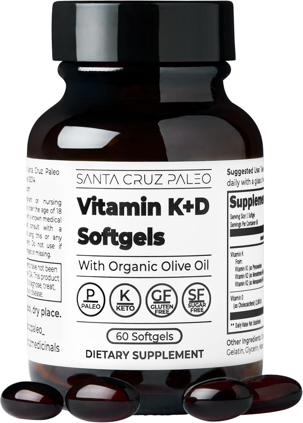 Santa Cruz Paleo Vitamina D3 5000 UI - 60 Cápsulas Blandas con Aceite de Oliva