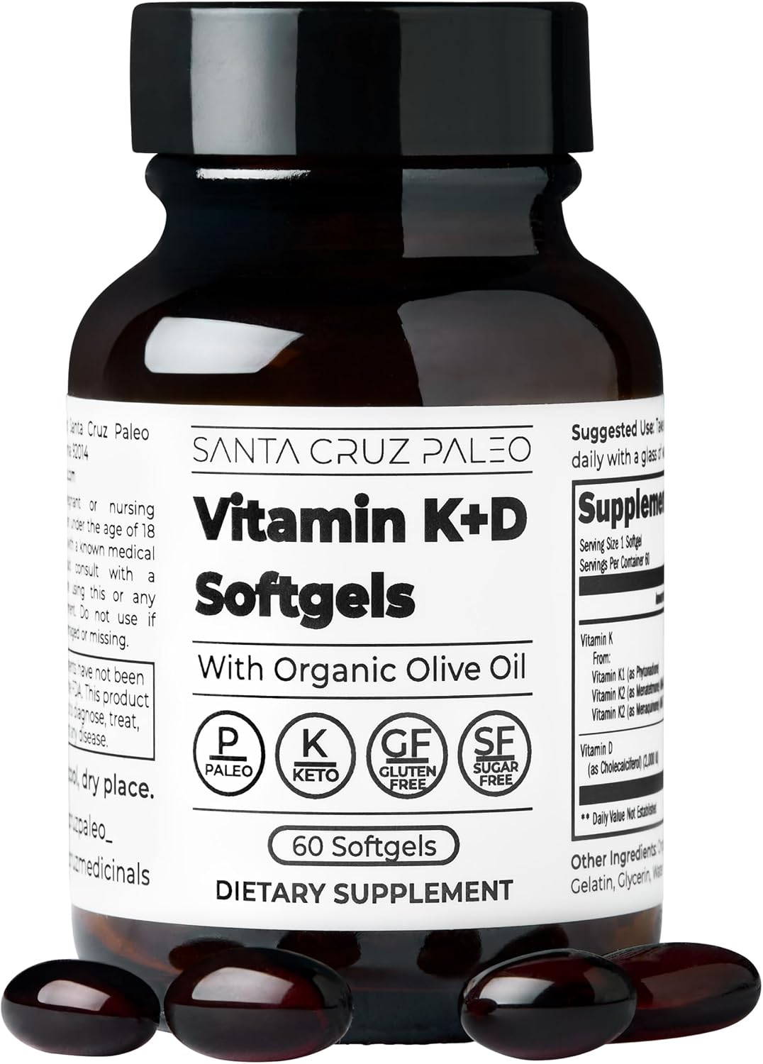 Santa Cruz Paleo Vitamina D3 5000 UI - 60 Cápsulas Blandas con Aceite de Oliva
