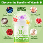 Complejo B Vitaminas sin Azúcar con Metil B12, Metilfolato, B6, B1, B2, B3 - Comprimidos Sublinguales de Rápida Disolución - 180 Comprimidos Veganos