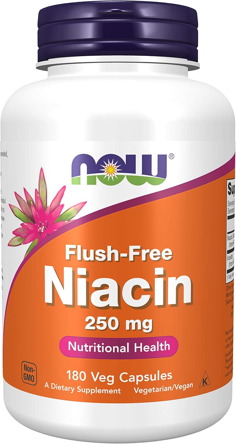 NOW Foods Niacina Sin Enrojecimiento 250 mg - 180 Cápsulas (Pack de 3)
