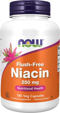 NOW Foods Niacina Sin Enrojecimiento 250 mg - 180 Cápsulas (Pack de 3)