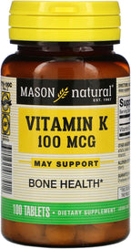 Vitamina K 100 mcg – 100 Comprimidos – Mason Natural
