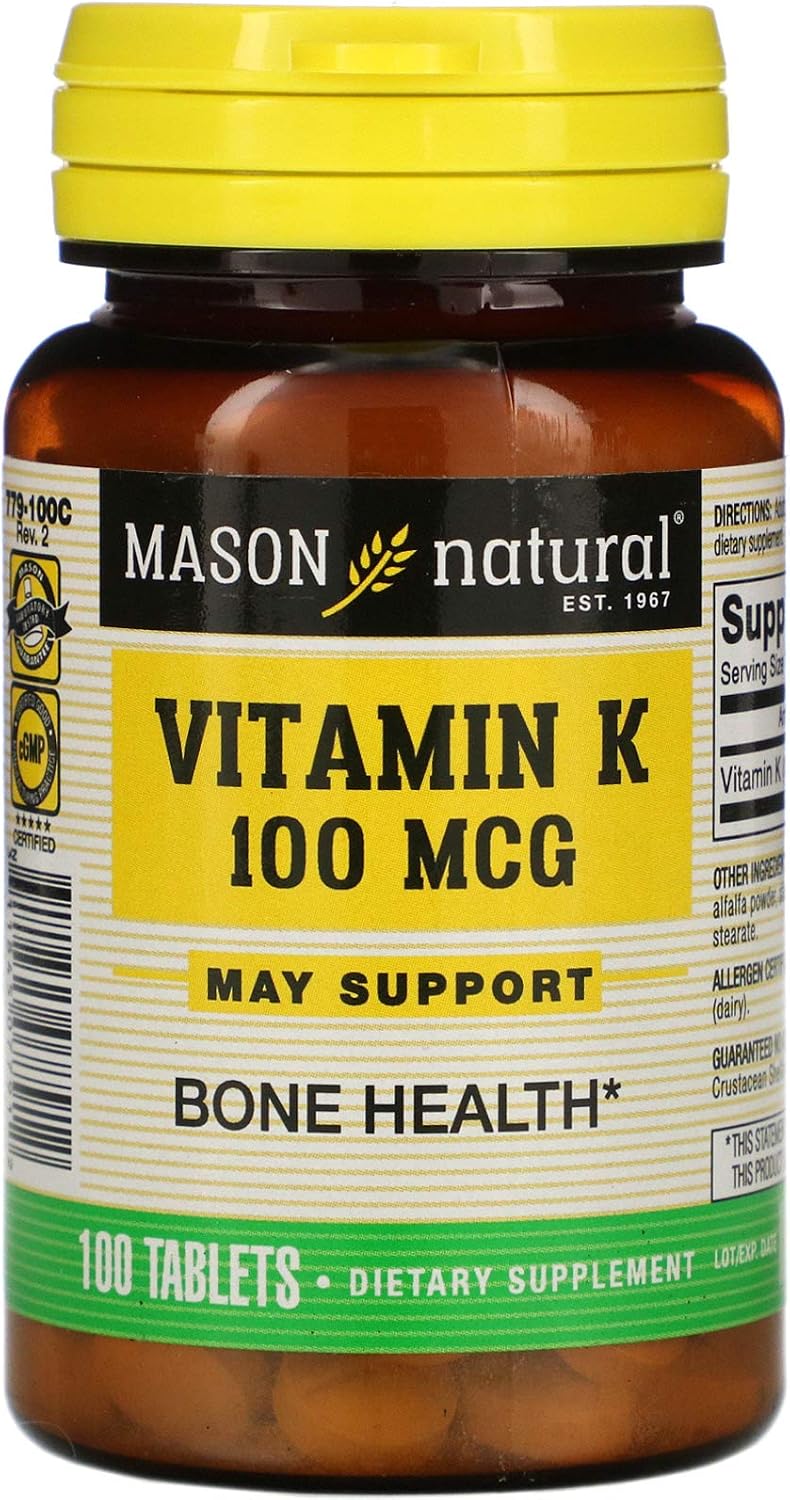 Vitamina K 100 mcg – 100 Comprimidos – Mason Natural