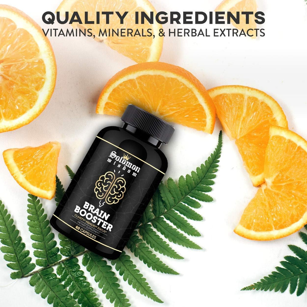 SOLOMON WISDOM Brain Booster – Suplemento Nootrópico para la Memoria – 60 Cápsulas Naturales para Mejorar el Enfoque y la Concentración