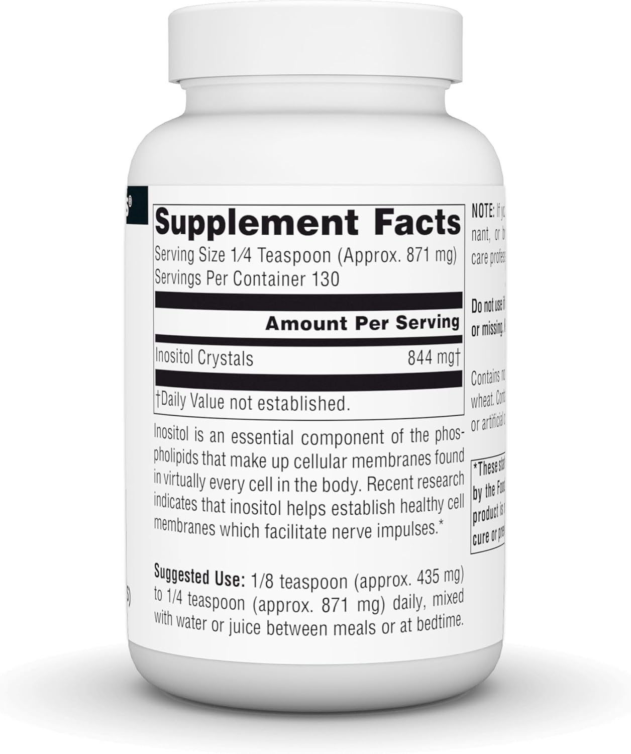 Source Naturals Inositol Puro, Complemento Alimenticio - 113 g (4 oz) en Cristales