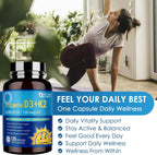 Complejo de Vitamina D3 K2 con Calcio y Magnesio - 6 en 1 - 5000 UI D3, 120 mcg K2 - 120 Cápsulas