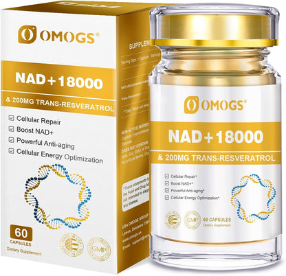 OMOGS NAD+ 300 mg + Trans-Resveratrol 200 – Energía celular: El NAD+ es fundamental para el metabolismo – Image 1