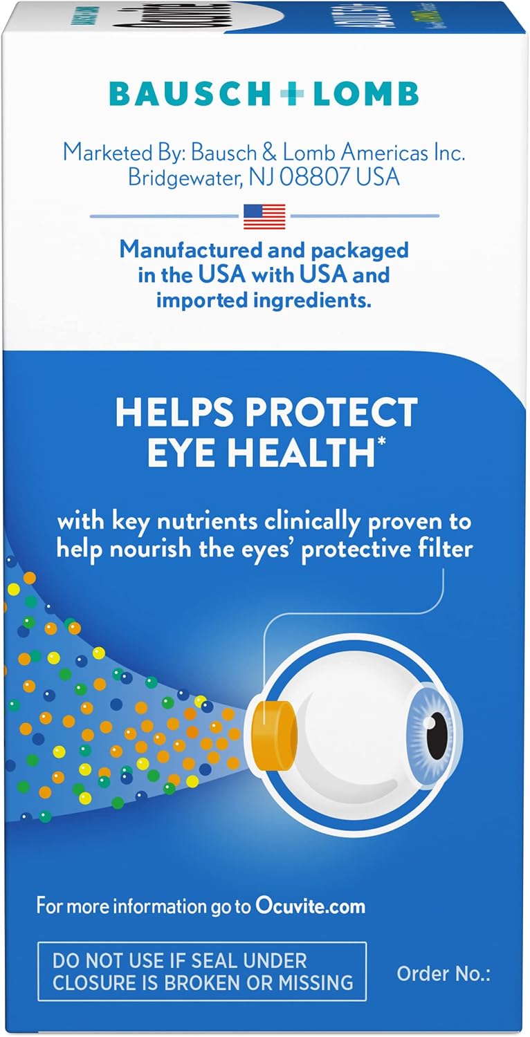 Ocuvite 50+ Eye Vitamin & Mineral Supplement, Multivitamin for Vision & Ocular Health with Omega-3, Zinc, Vitamins C & E, Lutein & Zeaxanthin, Zinc Supplements for Women and Men, 50 Softgels - 4 Pack