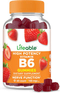 Lifeable Vitamina B6 Gominolas | 100mg | Suplemento Vegano de Vitamina B6 para el Apoyo Nervioso | 60 Gominolas