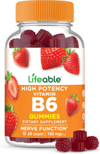 Lifeable Vitamina B6 Gominolas | 100mg | Suplemento Vegano de Vitamina B6 para el Apoyo Nervioso | 60 Gominolas
