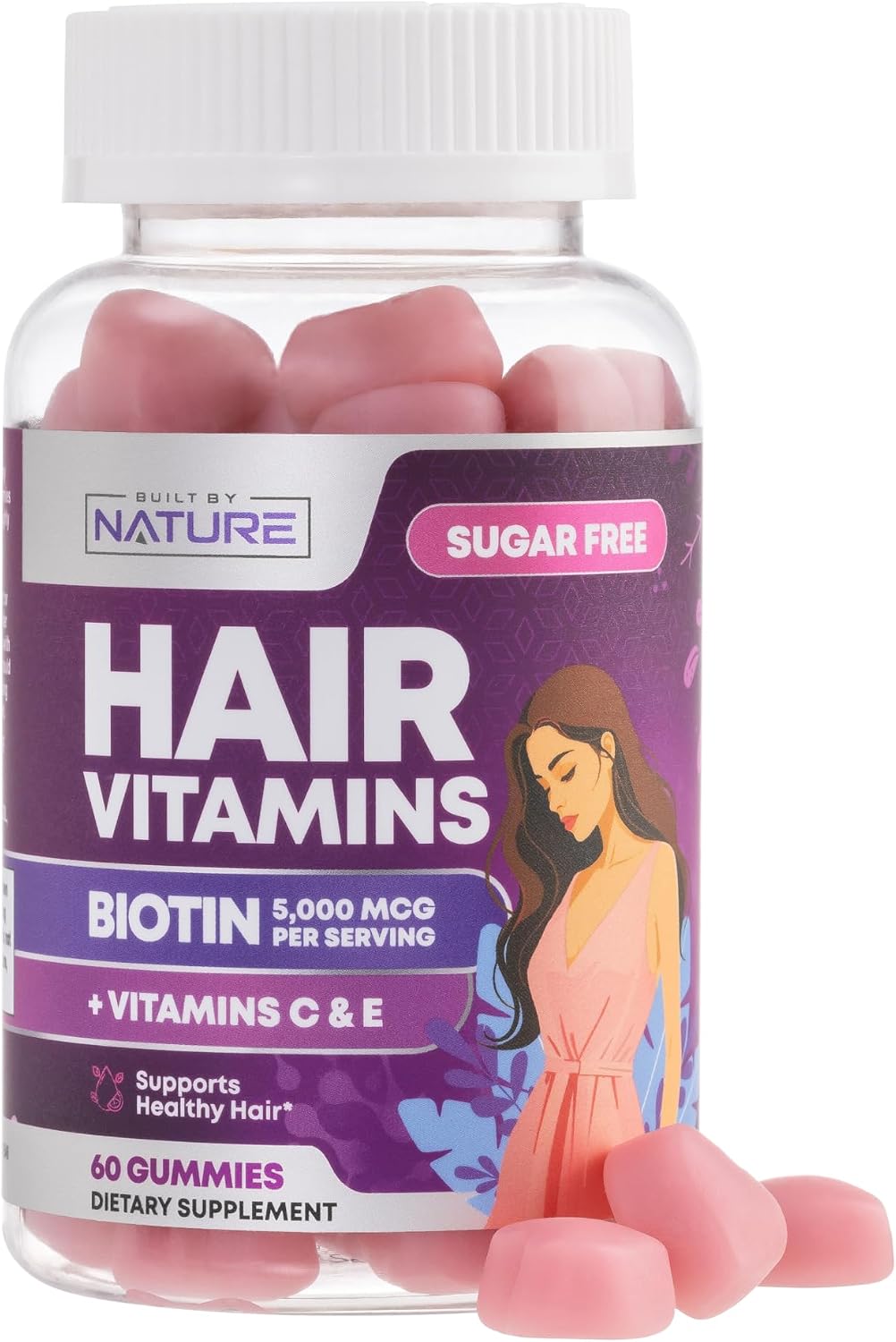 Built by Nature Hair Skin and Nails Gummies – Contribuye al mantenimiento del cabello en condiciones normales. – Image 1