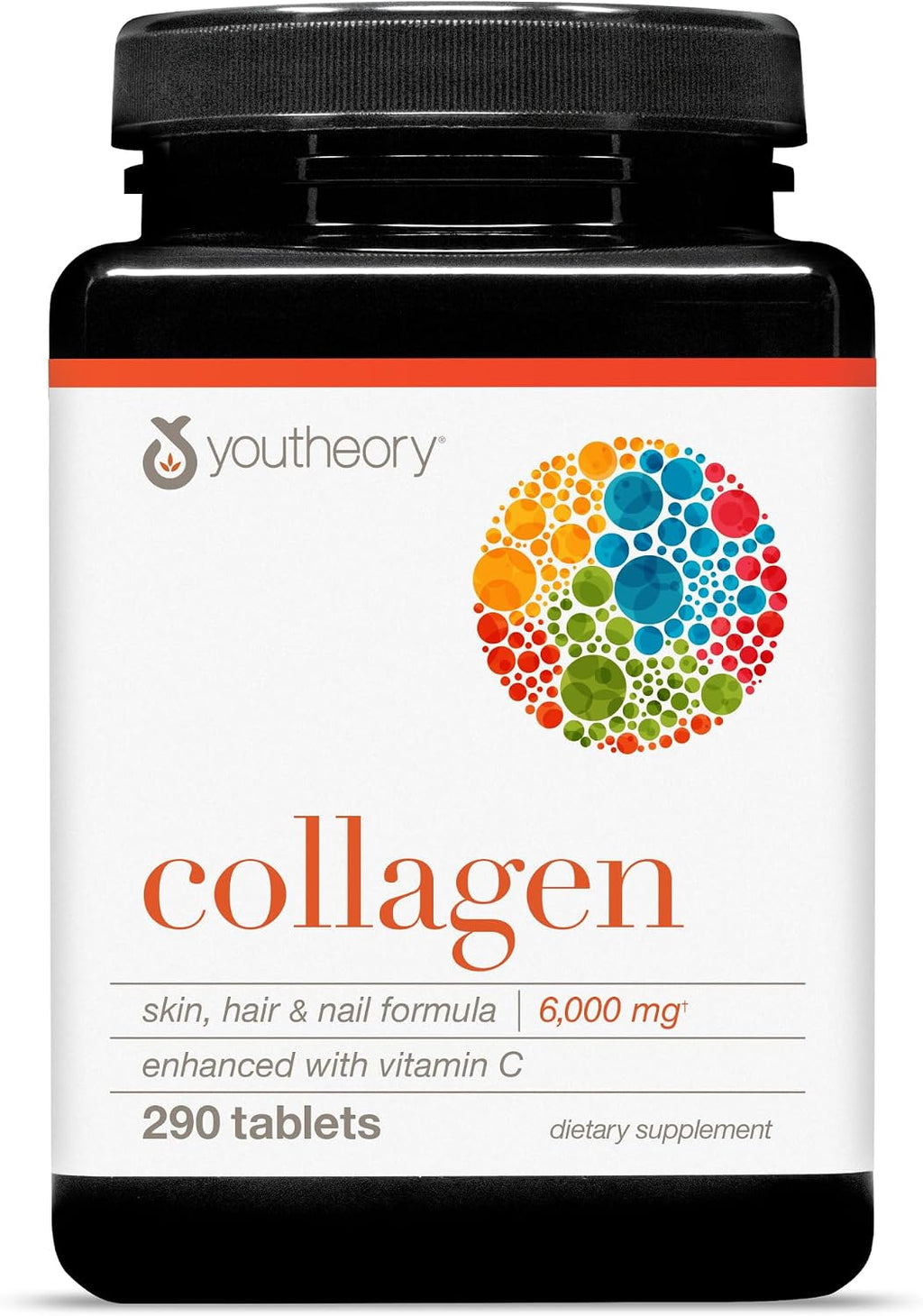 Youtheory Advanced Collagen con Vitamina C - 6,000 mg de Péptidos de Colágeno Hidrolizado - 160 Tabletas