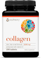 Youtheory Advanced Collagen con Vitamina C - 6,000 mg de Péptidos de Colágeno Hidrolizado - 160 Tabletas