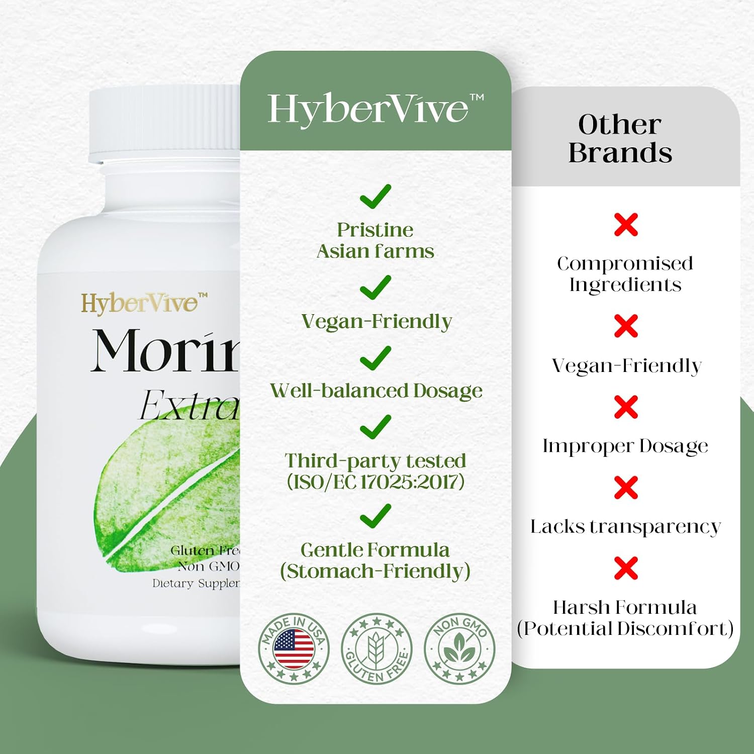 HyberVive Moringa Pura Cápsulas 800mg - 60 Cápsulas Veganas