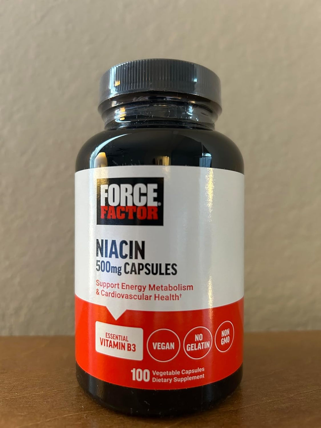 Force Factor Niacina Vitamina B3 500mg – 100 Cápsulas Vegetales