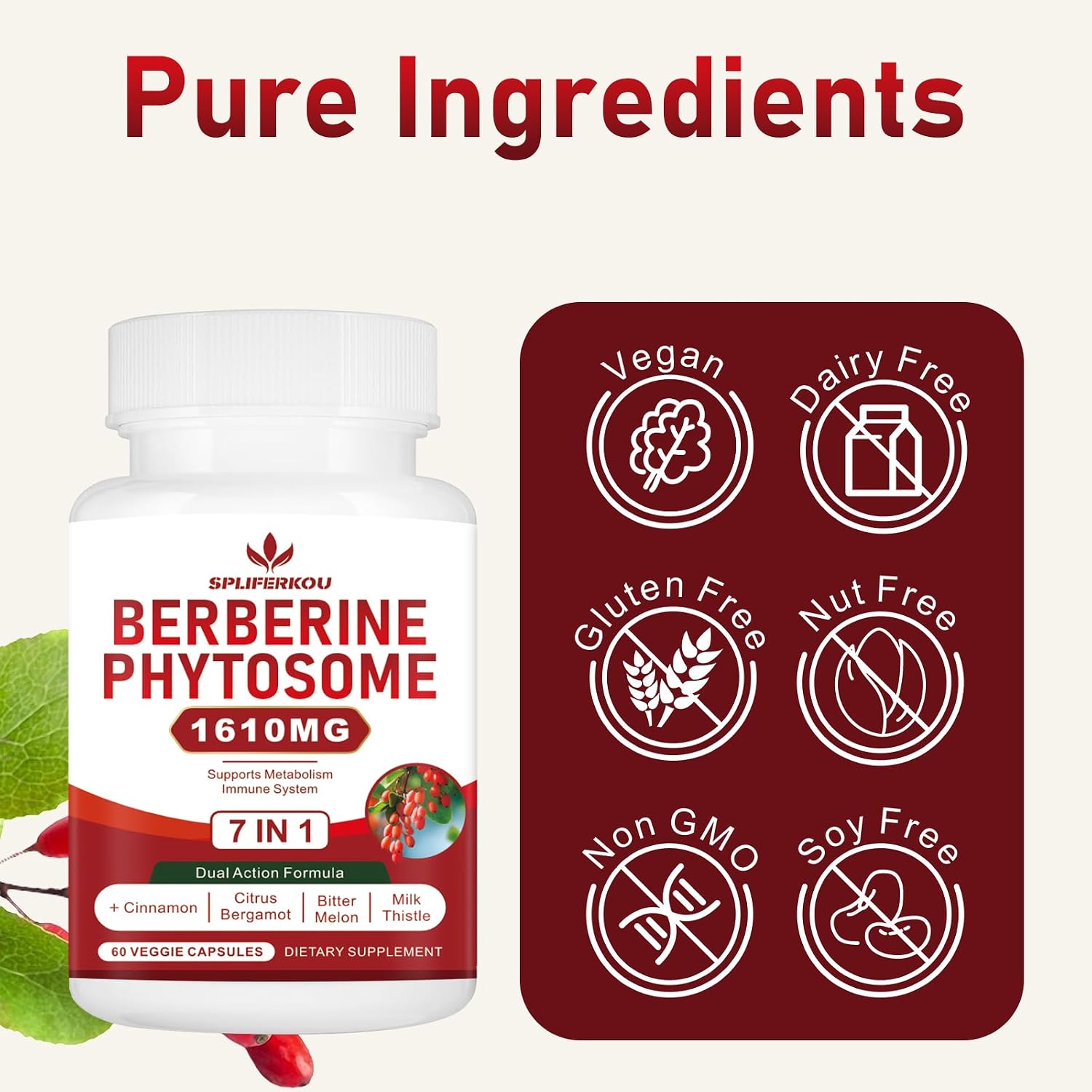 Spliferkou 7-en-1 Berberina Phytosome con Canela de Ceilán - 60 Cápsulas