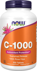 NOW Foods, C-1000 Vitamina C-1000 Liberación Sostenida con Escaramujo, 250 Comprimidos