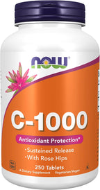 NOW Foods, C-1000 Vitamina C-1000 Liberación Sostenida con Escaramujo, 250 Comprimidos