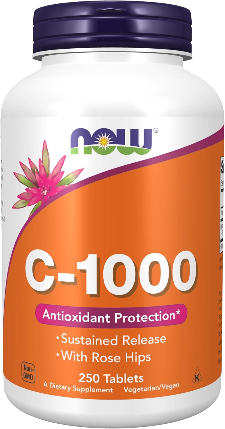 NOW Foods, C-1000 Vitamina C-1000 Liberación Sostenida con Escaramujo, 250 Comprimidos
