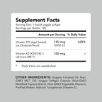 AMANDEAN Vitamina D3 K2 Vegana 5000 UI con K2 MK-7, 120 Cápsulas Blandas