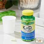 Spring Valley Vitamina K2 90mcg D3 125mcg, 90 Cápsulas Vegetarianas (Paquete de 2, 180 Cápsulas) con Pastillero