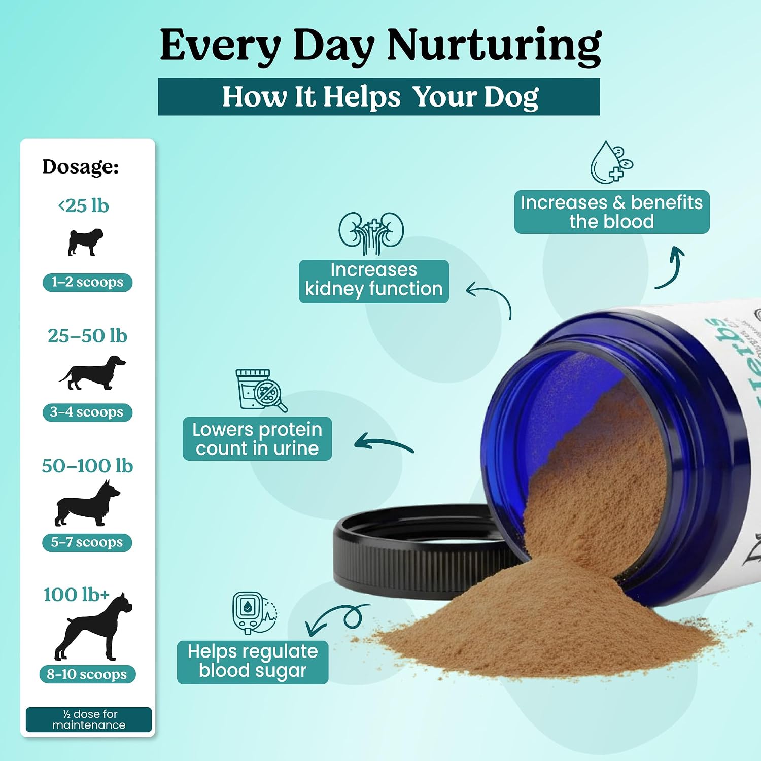 Doggie Herbs Apoyo Renal Orgánico para Perros Mayores - Polvo de Rehmannia y Cordyceps - Suplemento para la Salud Renal y de la Vejiga - Grado Humano