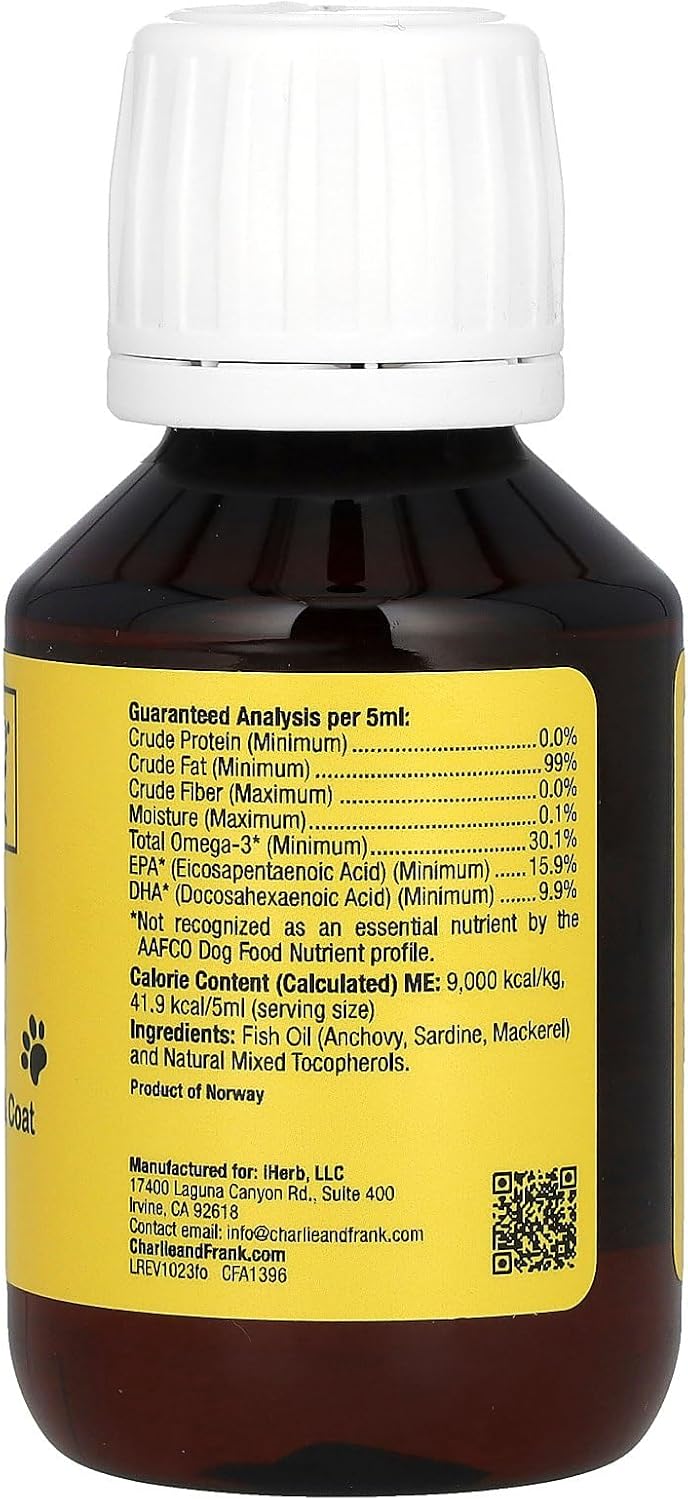 Charlie & Frank Aceite de Pescado Omega-3 para Perros y Gatos - 100 ml