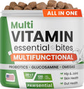 Vitamins for Dogs - 4 in 1 Complex with Omega, Glucosamine, Probiotics and Vitamins - 120 Ct (Pack of 1) - BBQ Beef