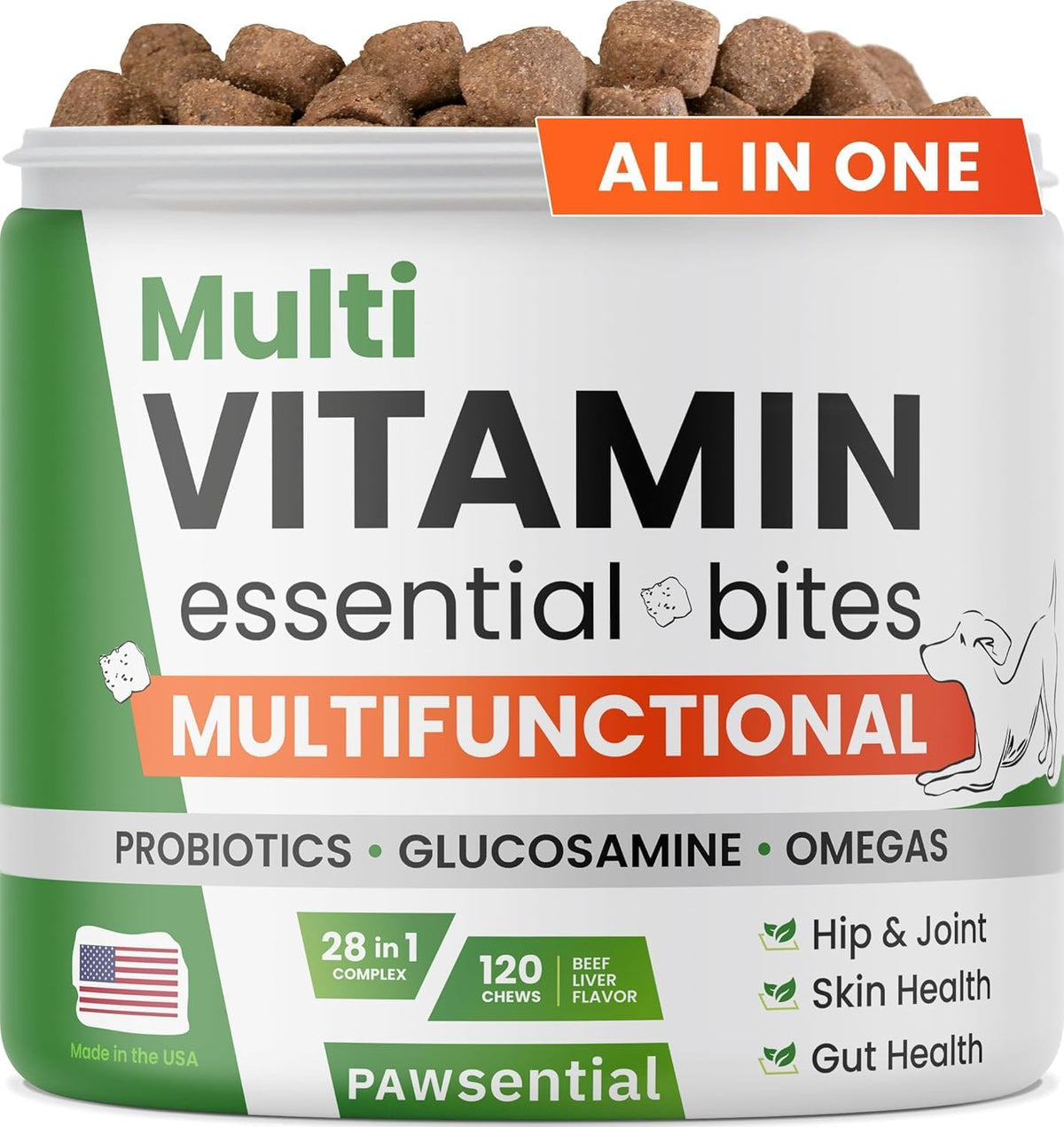 Vitamins for Dogs - 4 in 1 Complex with – Glucosamina y condroitina: componentes estructurales del cartílago, que – Image 1
