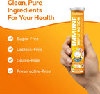 nutrazul Immune Triple Action Comprimidos Efervescentes con Vitamina C 1000mg, Vitamina D, Zinc, Sin Gluten, Sin Azúcar, Sin Lactosa, Sabor Naranja, 20 Comprimidos (Pack de 3)