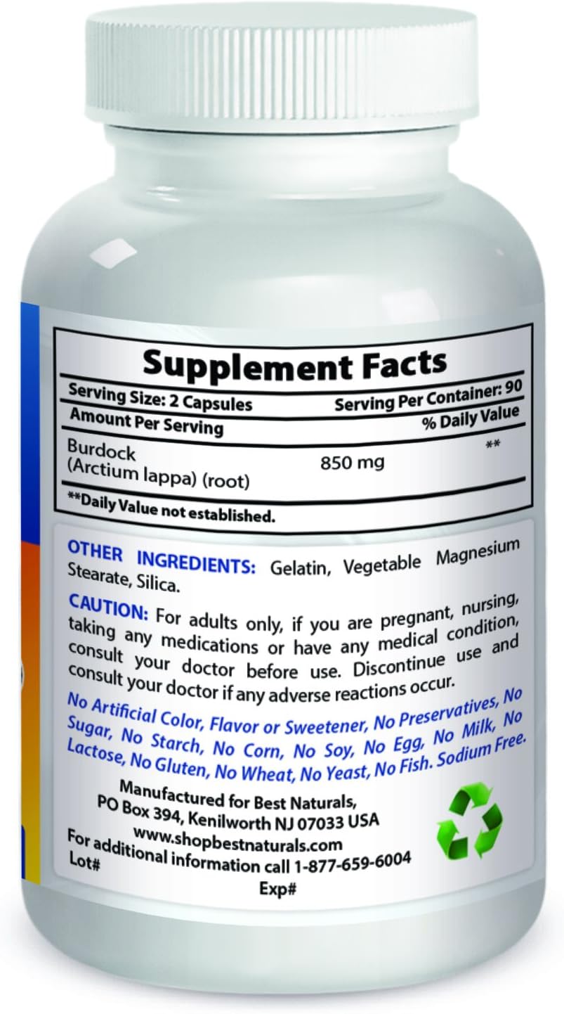 Best Naturals Raíz de Bardana 425 mg - 180 Cápsulas