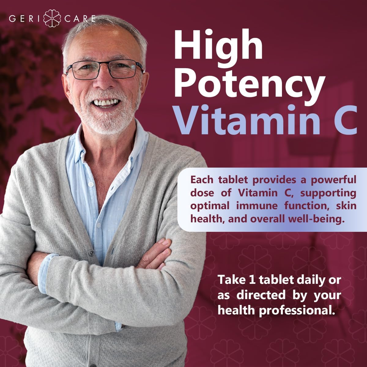 GeriCare Vitamina C 1000 mg – Alta Potencia – 100 Comprimidos