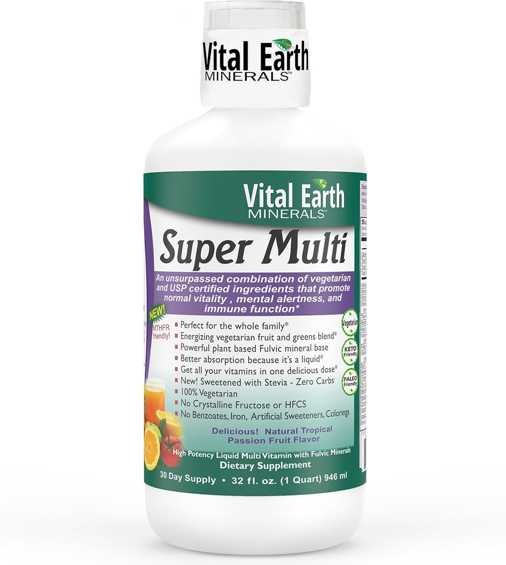 Vital Earth Minerals Super Multi – Multivitamínico Líquido con Ácido Fúlvico para Mujeres, Hombres y Niños, 946 ml