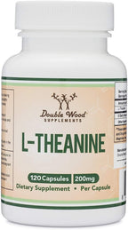 L-Theanine 200mg Doble Concentración - Favorece la Relajación y el Sueño Saludable - 120 Cápsulas (Probado por Terceros, Sin Gluten) de Double Wood