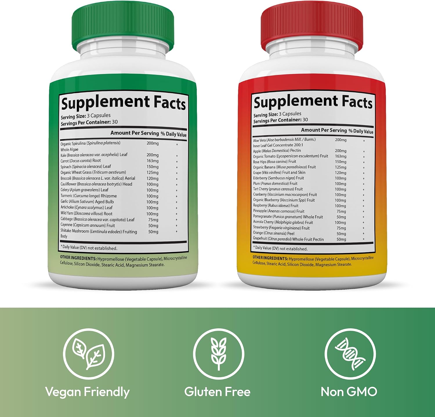 Justified Laboratories Superfoods Set - Vital Fruits (90 Cápsulas) + Vital Veggies (90 Cápsulas)