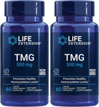 Life Extension TMG, Trimethylglycine, Promotes healthy homocysteine levels, Gluten-free, Vegetarian, 60 Capsules