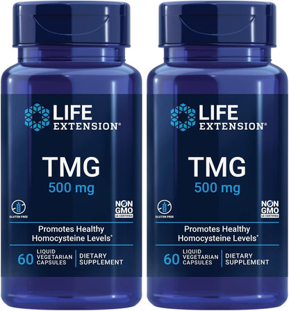 Life Extension TMG, Trimetilglicina, Favorece niveles saludables de homocisteína, Sin gluten, Vegetariano, 60 Cápsulas – Image 8
