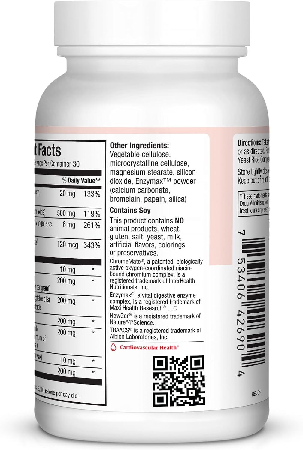 Maxi Health CH Control - con Vitamina E y Magnesio - 90 Cápsulas - Kosher