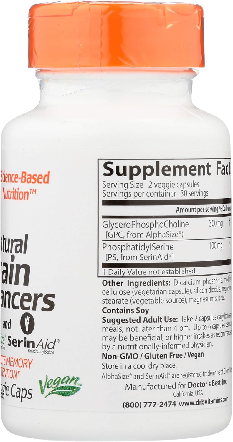 Doctor's Best Potenciadores Naturales del Cerebro, 60 Cápsulas Vegetales