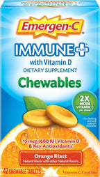 Emergen-C Immune+ Vitamina C y D Masticables Sabor Naranja, 42 uds