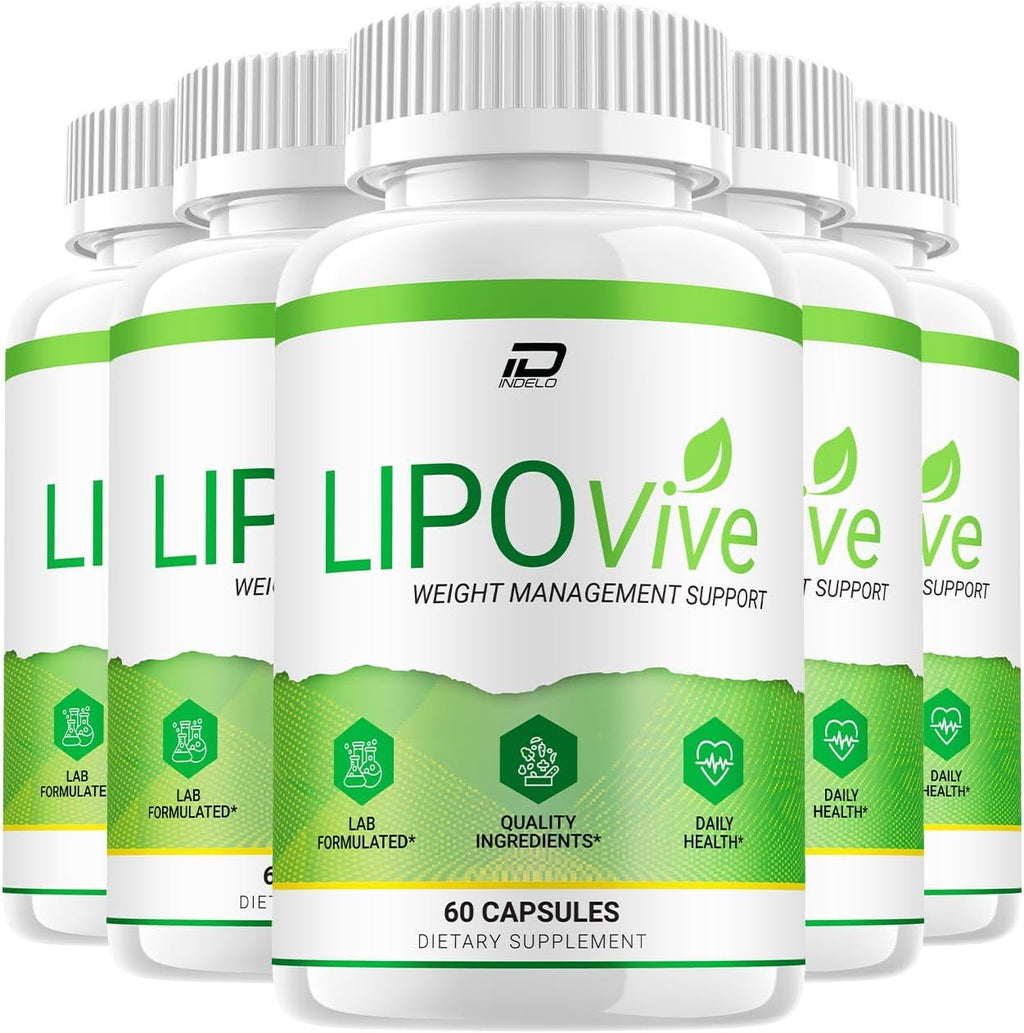 Lipo Vive Cápsulas - Fórmula Avanzada LipoVive, Complemento Alimenticio, Fuerza Máxima (Pack de 5 - 300 Cápsulas)