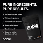 Noble All-in-One Proteína de Chocolate, 21g Proteína de Ternera Alimentada con Pasto y Colágeno, Mezcla de Órganos y Calostro, Sin Suero, Sin Aceites, Sin Carbohidratos, 30 Porciones (794g)